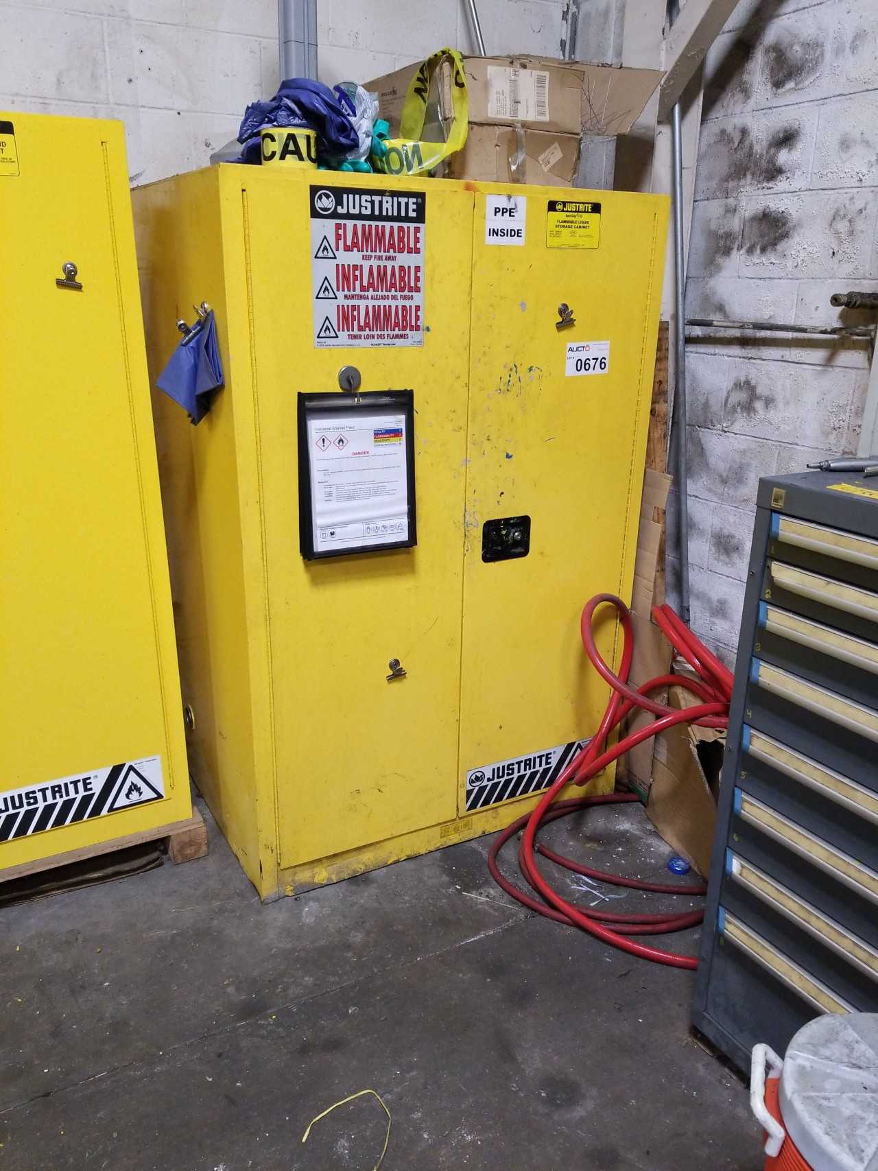 2 JUSTRITE FIRE SAFETY CABINETS WITH CONTENTS - TOOL STORAGE 2 JUSTRITE FIRE SAFETY CABINETS WITH CONTENTS - TOOL STORAGE