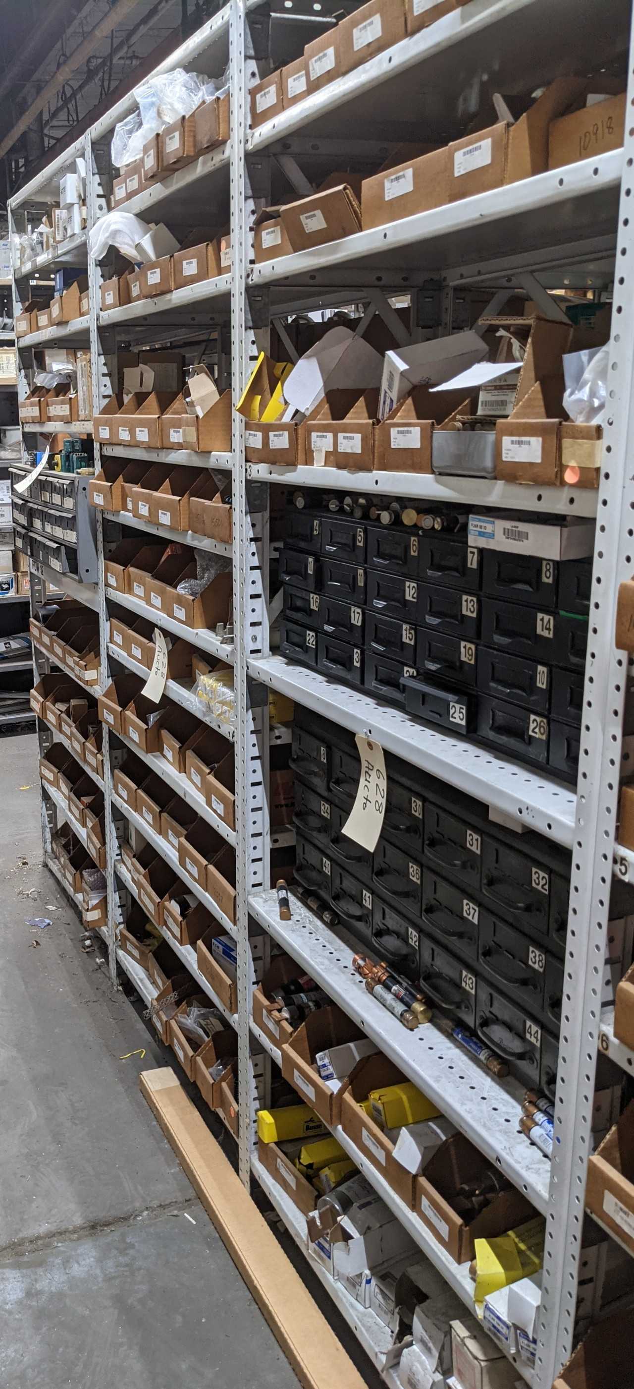 CONTENTS OF 3 SHELVES MRO , ELECTRICAL FUSE, RELAYS - MISCELLANEOUS