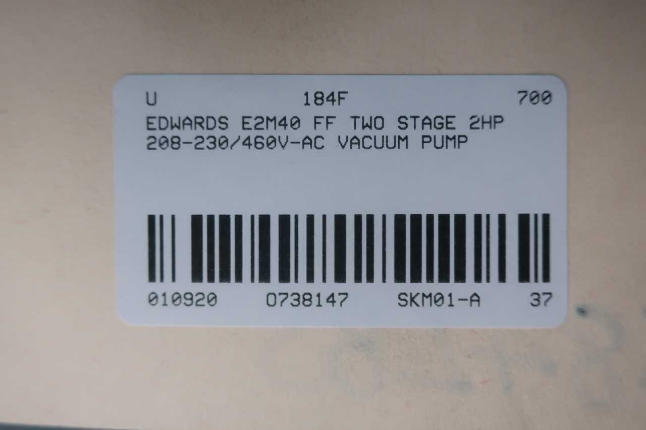 EDWARDS E2M40 FF TWO STAGE 2HP 208-230/460V-AC VACUUM PUMP - VACUUM PUMP