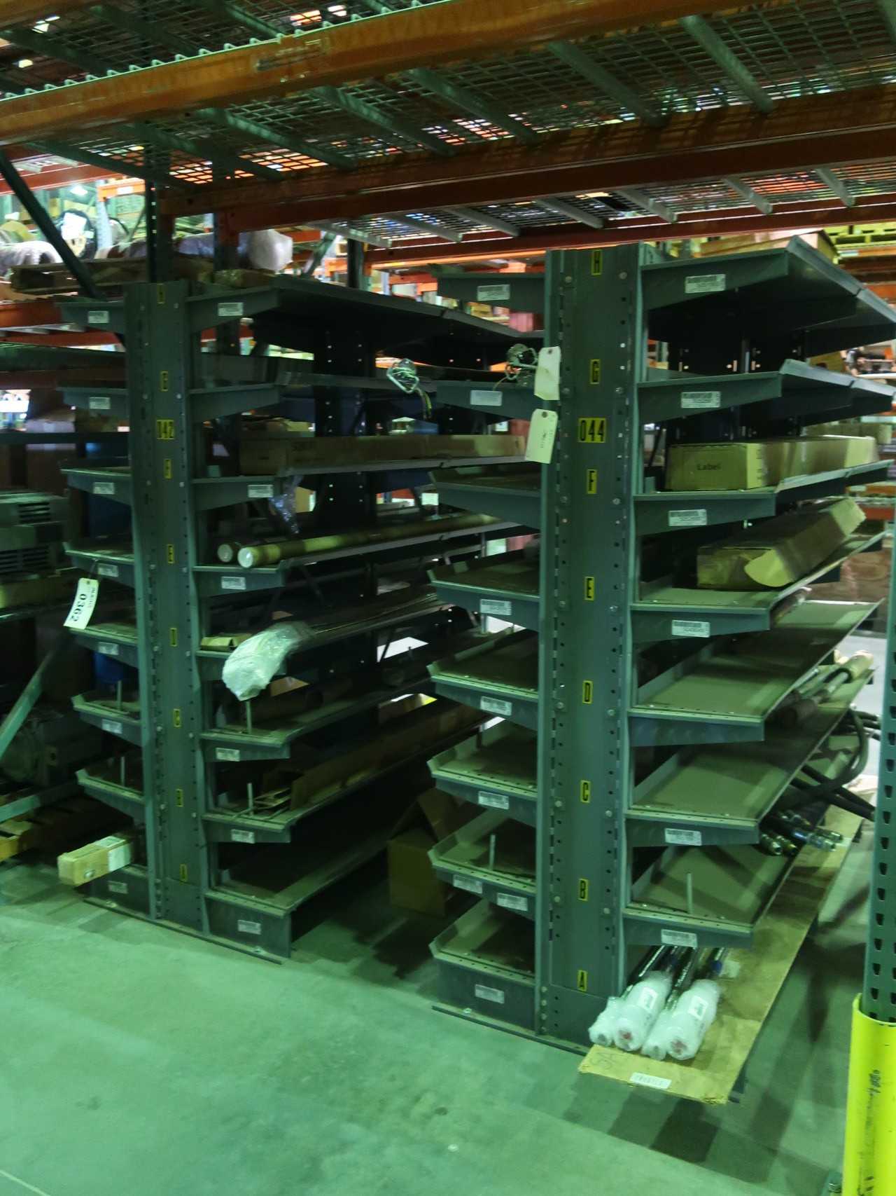 Lot of 4 sections cantilever racking, 6' long 7' tall - ELECTRICAL COMPONENTS