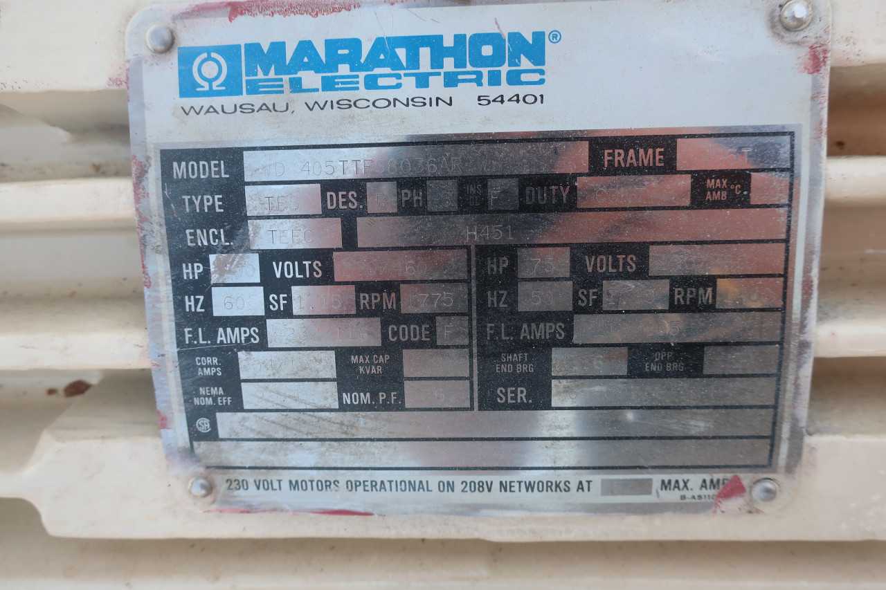 MARATHON ELECTRIC MOTOR WD105TTFS8036AR 460V 100HP - ELECTRIC MOTORS