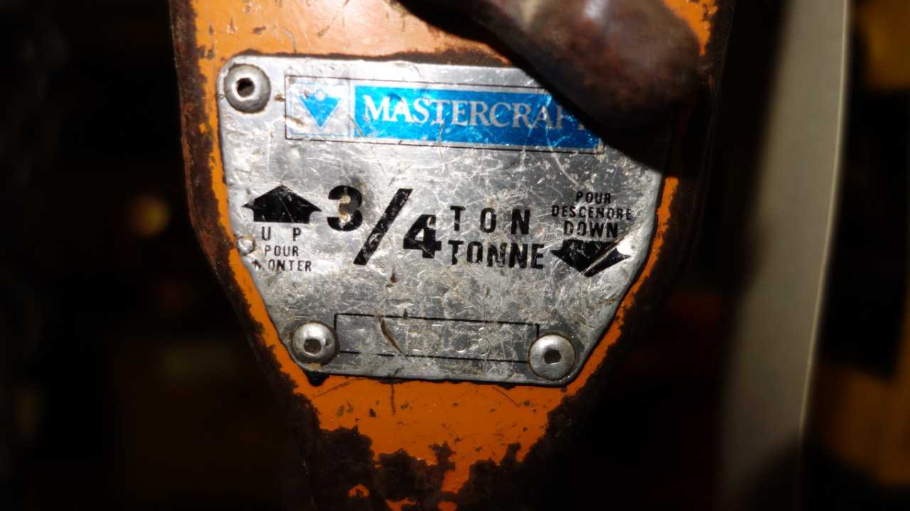 LOT OF 2 MASTERCRAFT 3/4 TON CHAIN HOIST COME ALONG - LIFTING EQUIPMENT