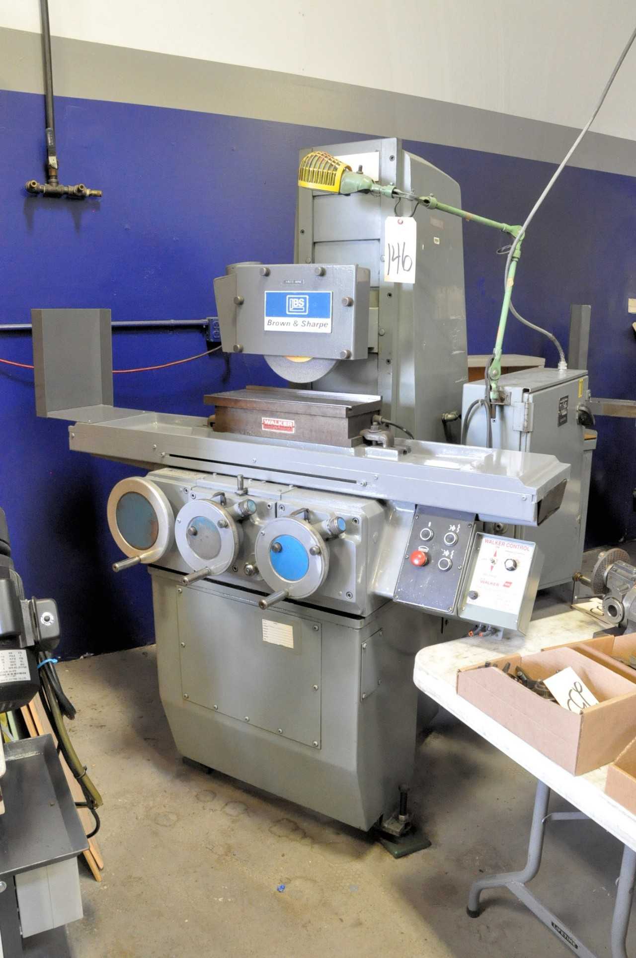 Brown & Sharpe 6" x 18" Hand Feed Surface Grinder, S/n 523-6185-7991, Walker 6" x 18" Magnetic Chuck with Walker Model SCV-1.5 Magnetic Chuck Controller, Automatic Up and Down Spindle Control - GRINDING MACHINES