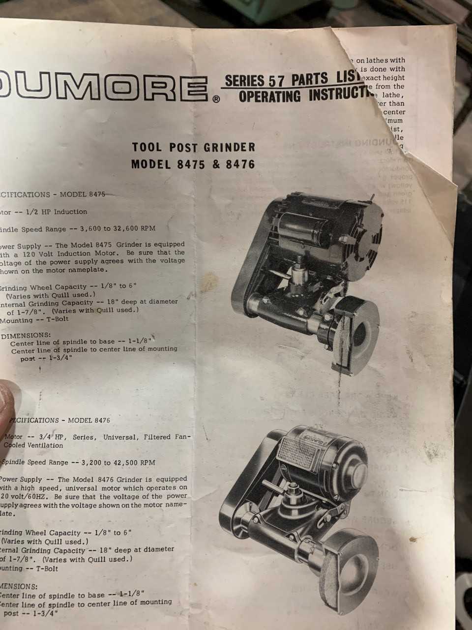 Dumore Tool Post Grinder - GRINDING MACHINES
