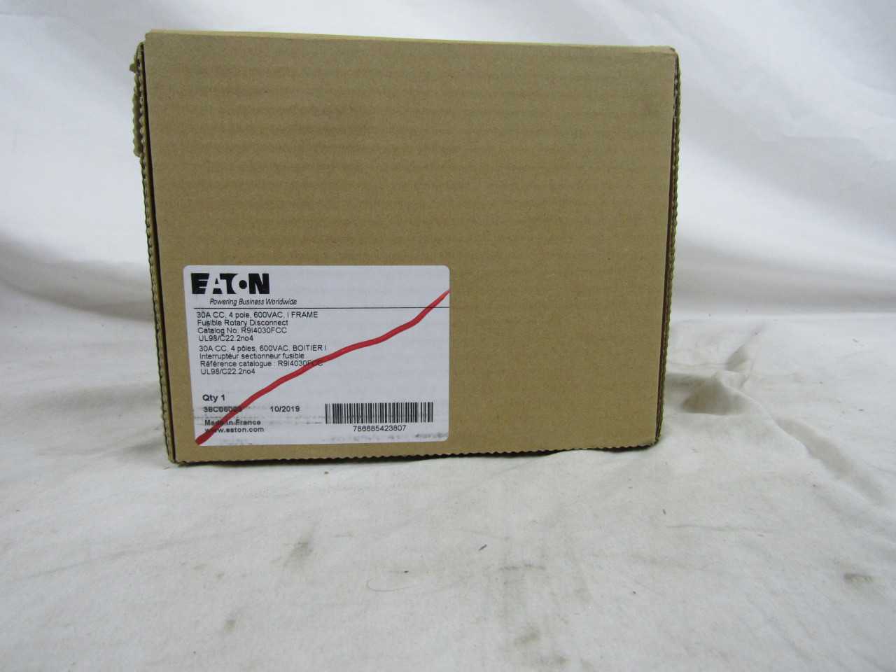Quantity of 1 New Surplus Eaton R9I4030FCC Rotary Disconnect Switch 4P 30A 600V - DISCONNECT SWITCHES