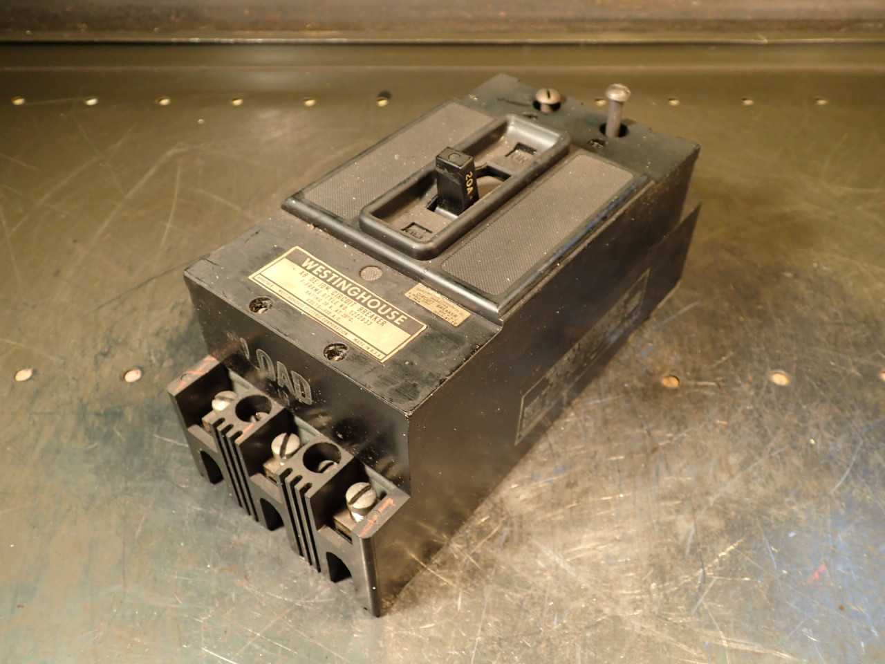 Westinghouse AB DE-ION Circuit Breaker: 3-Pole 20A, F-Frame Style, 1222033 - CIRCUIT BREAKERS