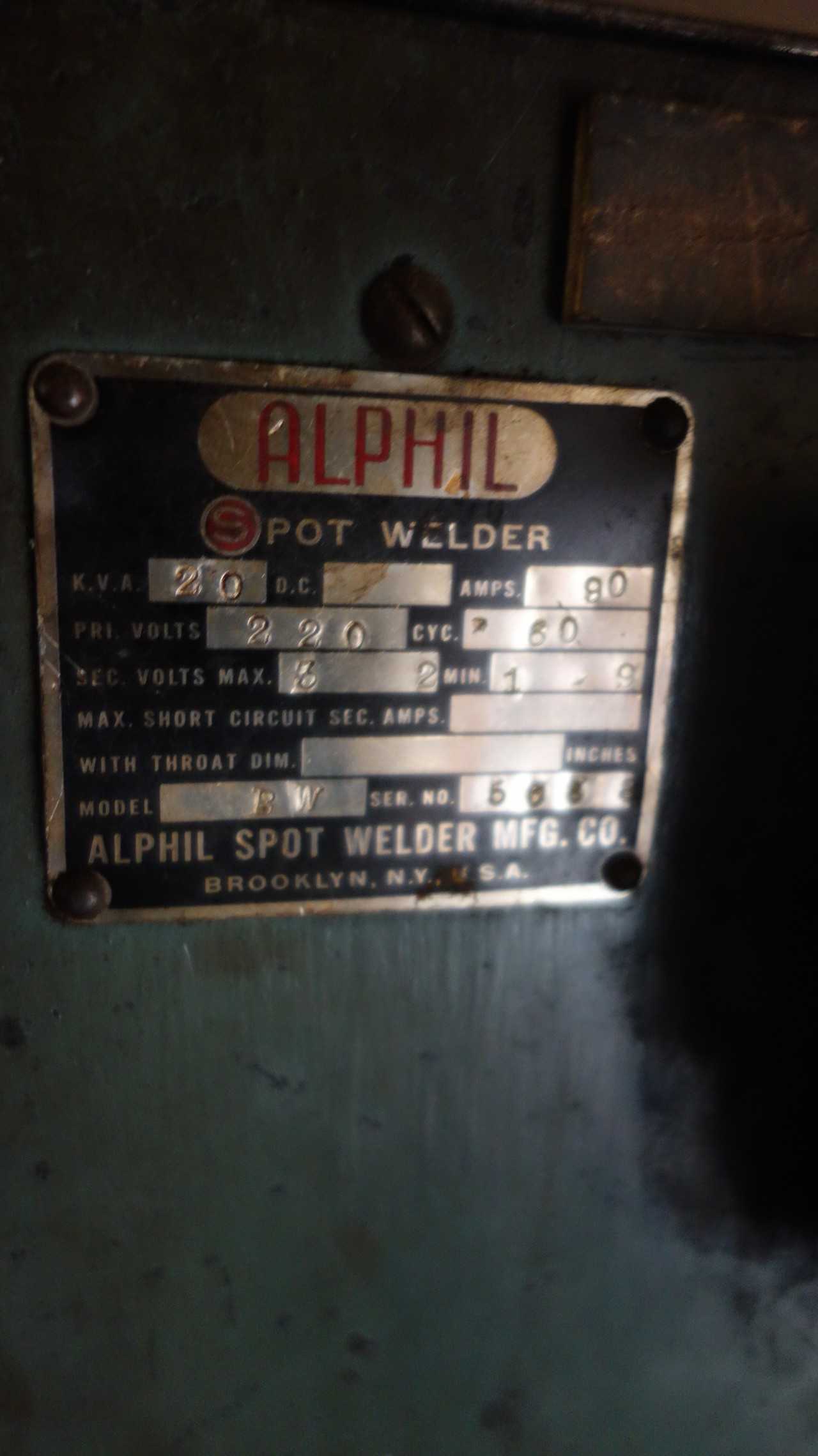 ALPHIL BW 20KVA 220V-AC SPOT WELDER - SPOT WELDING MACHINE