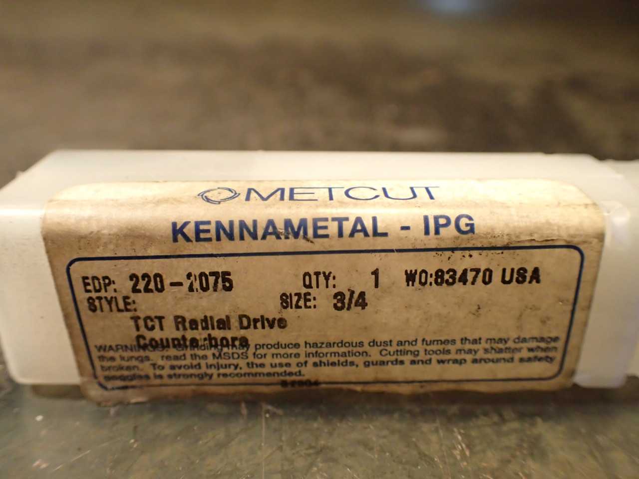 Metcut 220-2075 3/4" Tungsten Carbide Tipped Radial Twist Drive RB Counterbore - MACHINE TOOLING