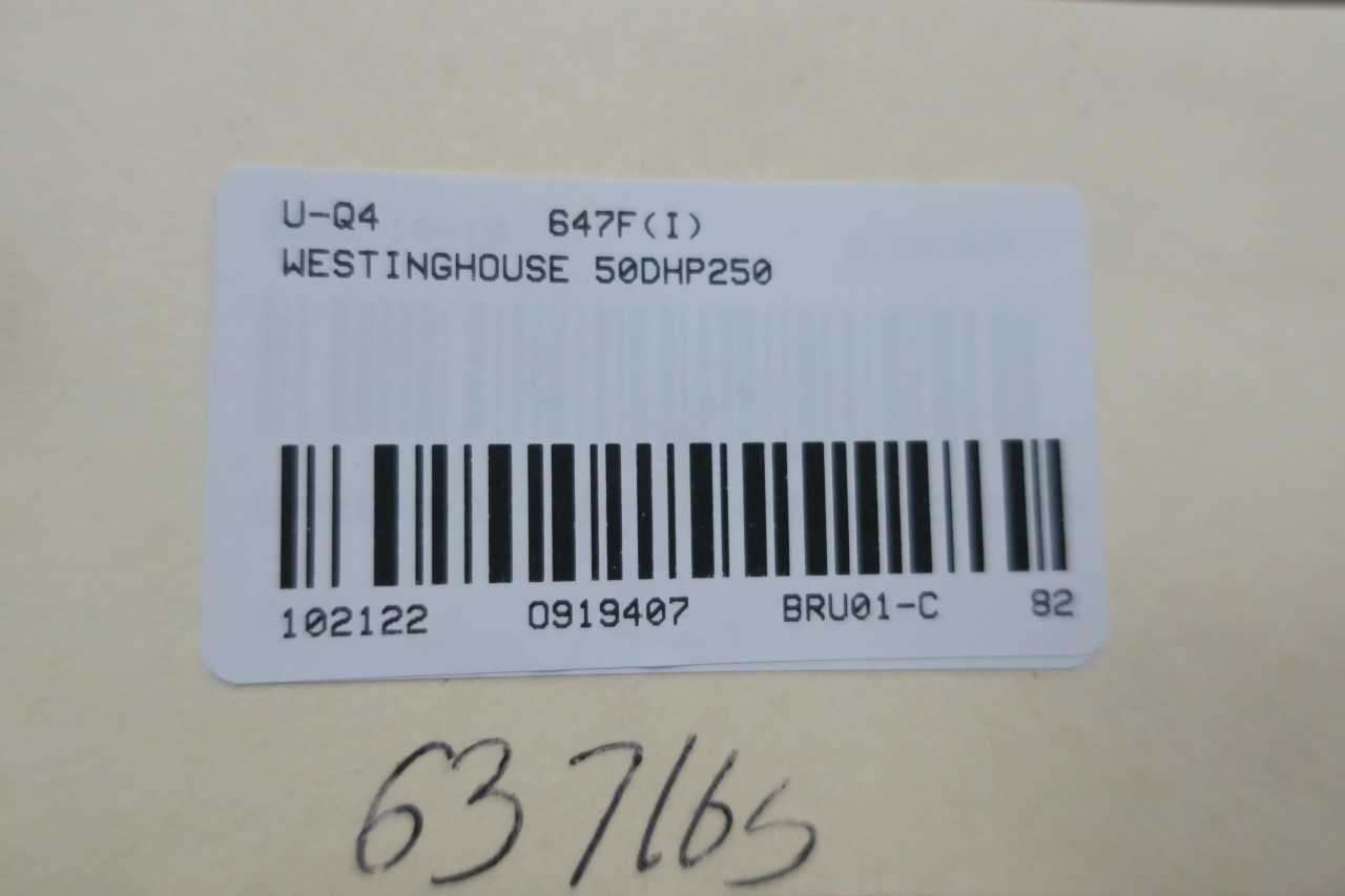 WESTINGHOUSE 50DHP250 PORCEL-LINE AIR POWER BREAKER 1200A AMP 4.76KV-AC - CIRCUIT BREAKERS