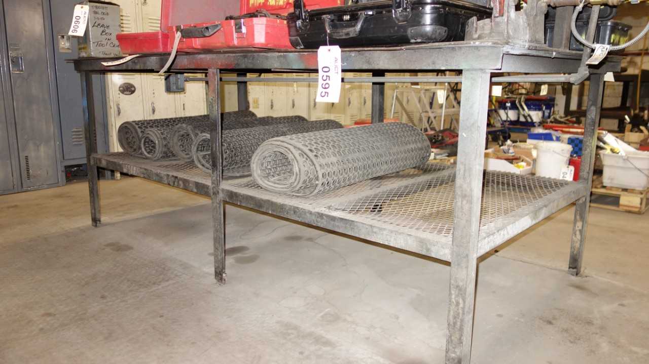 HEAVY DUTY STEEL 48 IN 94 IN 36 IN WORK TABLE WITH PIPE VISE - PLANT & FACILITY