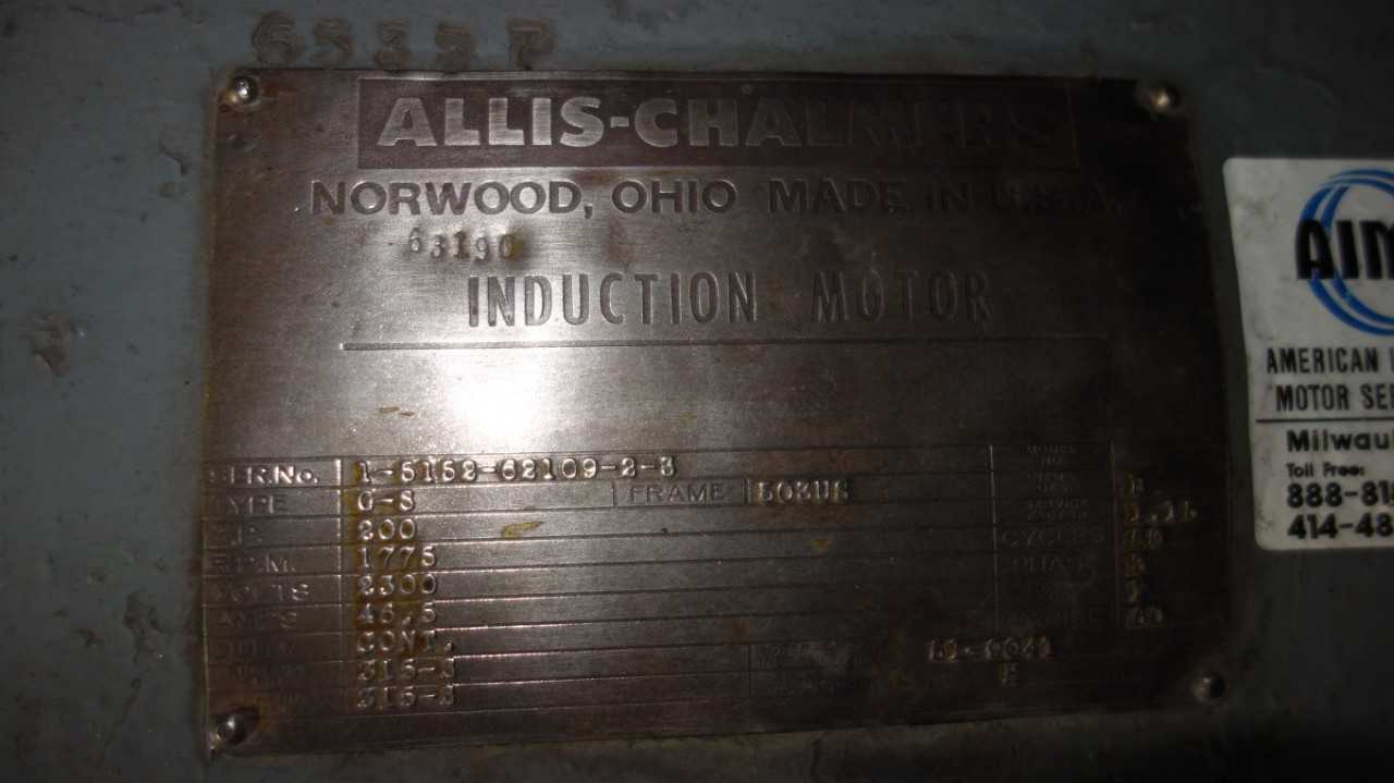ALLIS CHALMERS 503US GS 200HP 2300V-AC INDUCTION MOTOR - ELECTRIC MOTORS