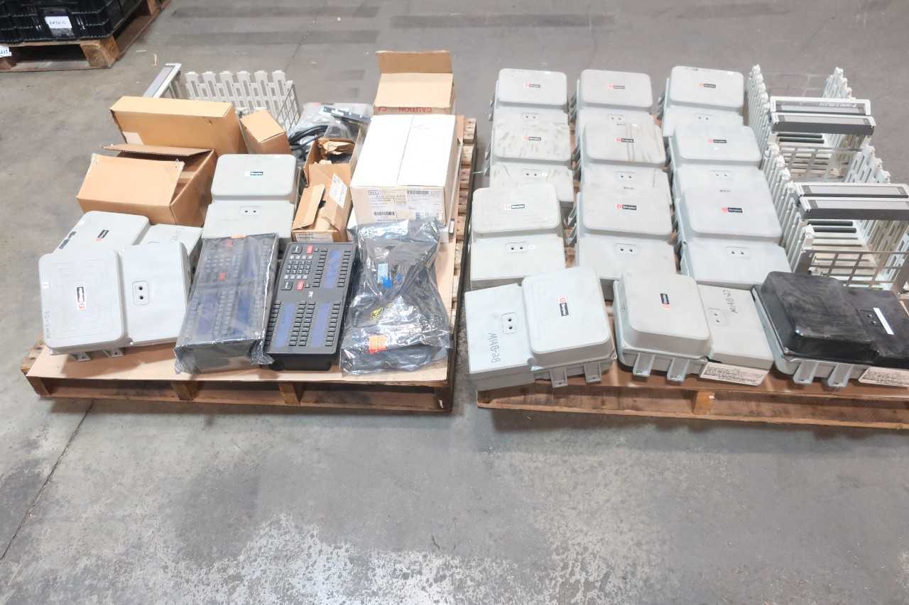 2 PALLETS OF ASSORTED ELECTRICAL MODULE, OPERATION INTERFACE PANEL, MODULE CONTROLS, CHASSIS MODULE, CHASSIS RACK, TRUE ALARM SENSOR 4098-9702 4098-9803- SIMPLEX, IPC, SEL, ATI, GENERAL ELECTRIC, ABB, AEG MODICON - AUTOMATION & CONTROLS
