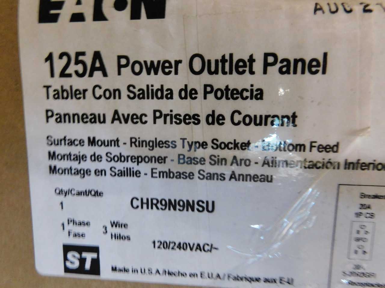 Lot of 1 Power Outlet Panel - ELECTRICAL COMPONENTS