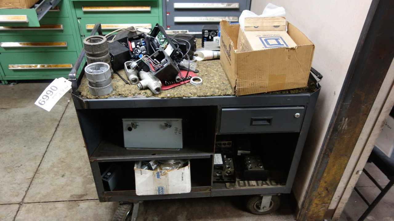 MOBILE CART W/ CONTENTS, ASSORTED MRO, ELECTRICAL - ELECTRICAL COMPONENTS