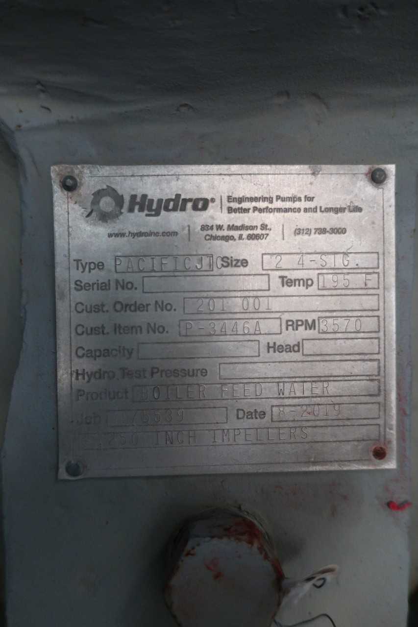 PACIFIC PUMPS JTC BOILER FEED WATER PUMP - PUMPS