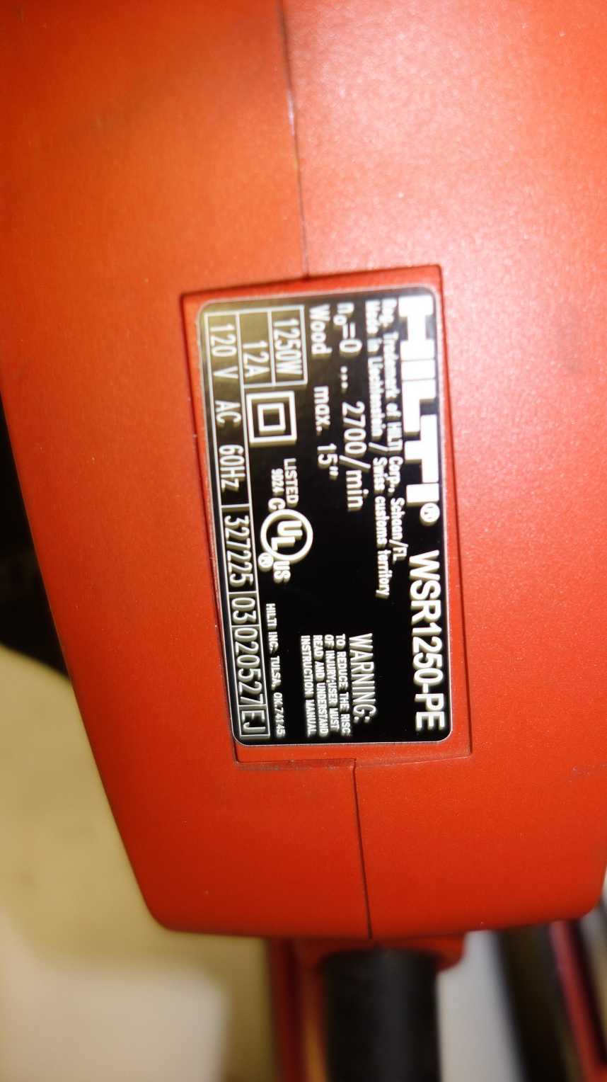 HILTI WSR 1250-PE RECIPROCATING SAW - ELECTRIC POWER TOOLS