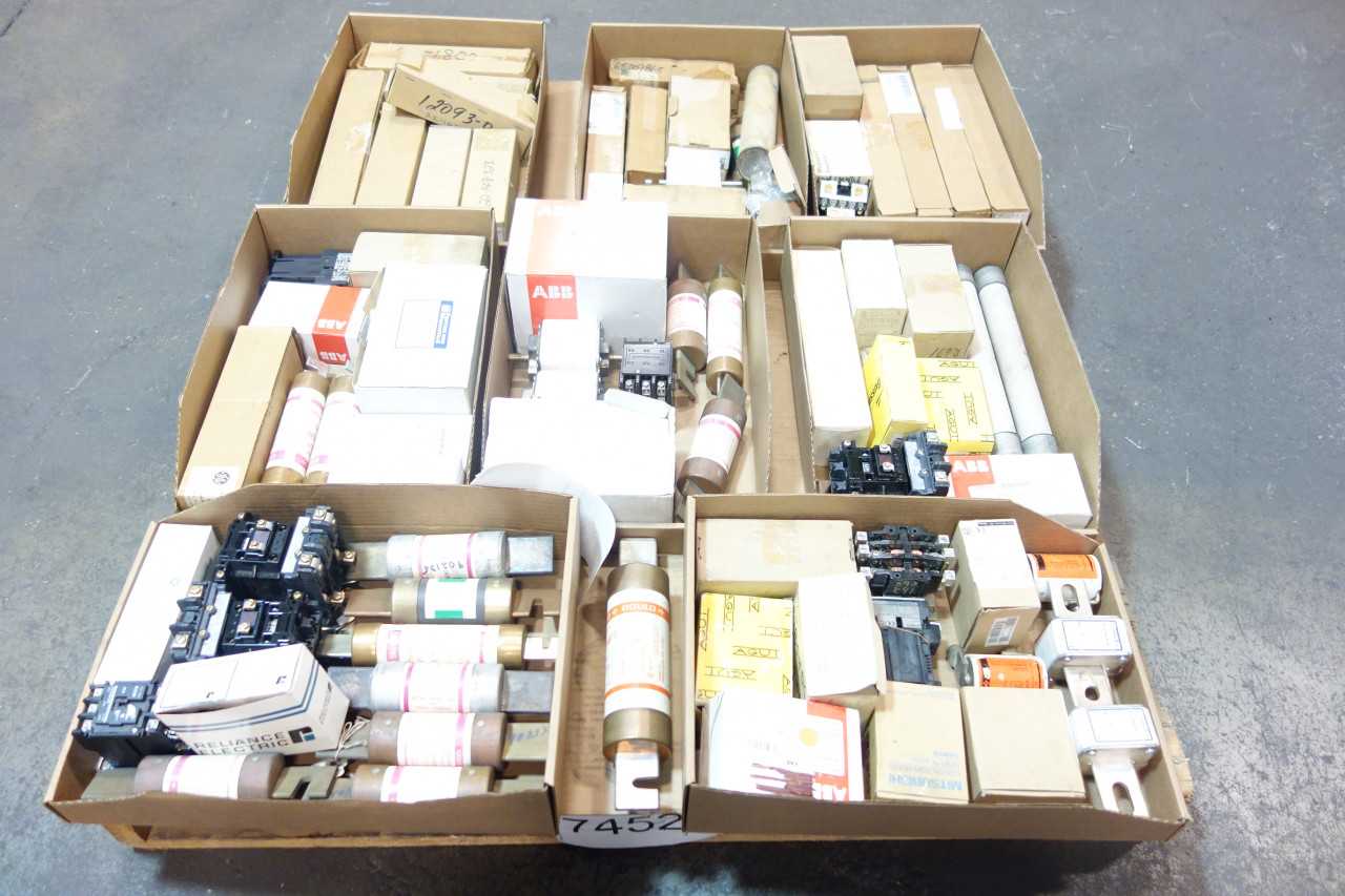 1 PALLET OF ASSORTED FUSES, VOLTAGE STARTERS, AC CONTACTORS- ABB, WESTINGHOUSE, GOULD - CONTACTORS