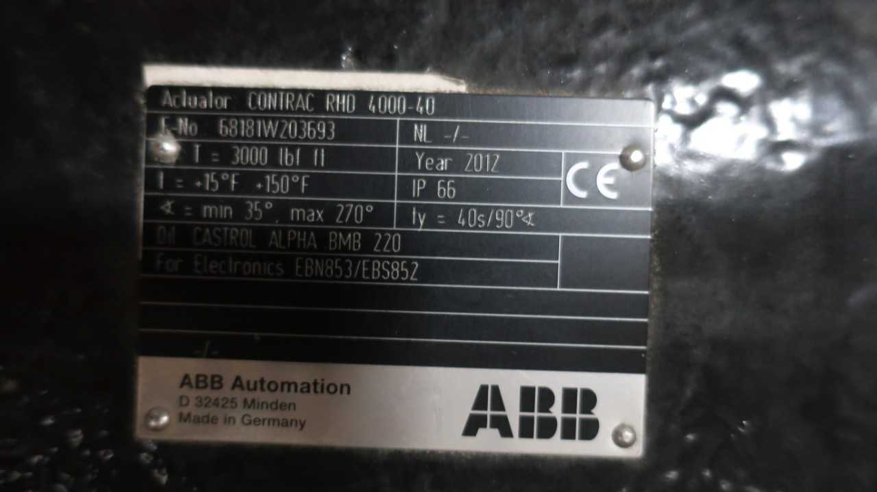 ABB RH 4000-40 CONTRAC ROTARY ELECTRIC VALVE ACTUATOR - VALVES