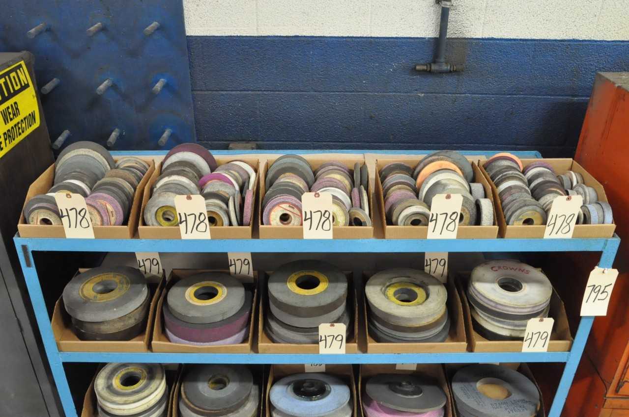 Used Grinding Wheels in 5 Boxes on 1 Shelf - ELECTRIC POWER TOOLS