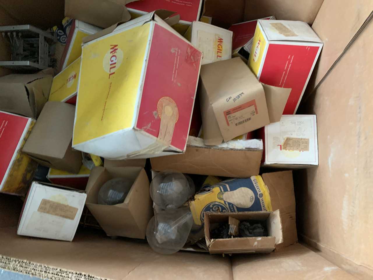 CRATE OF ELECTRICAL AUTOMATION EQUIPMENT PARTS MCGILL LIGHTING ETC. - ELECTRICAL COMPONENTS