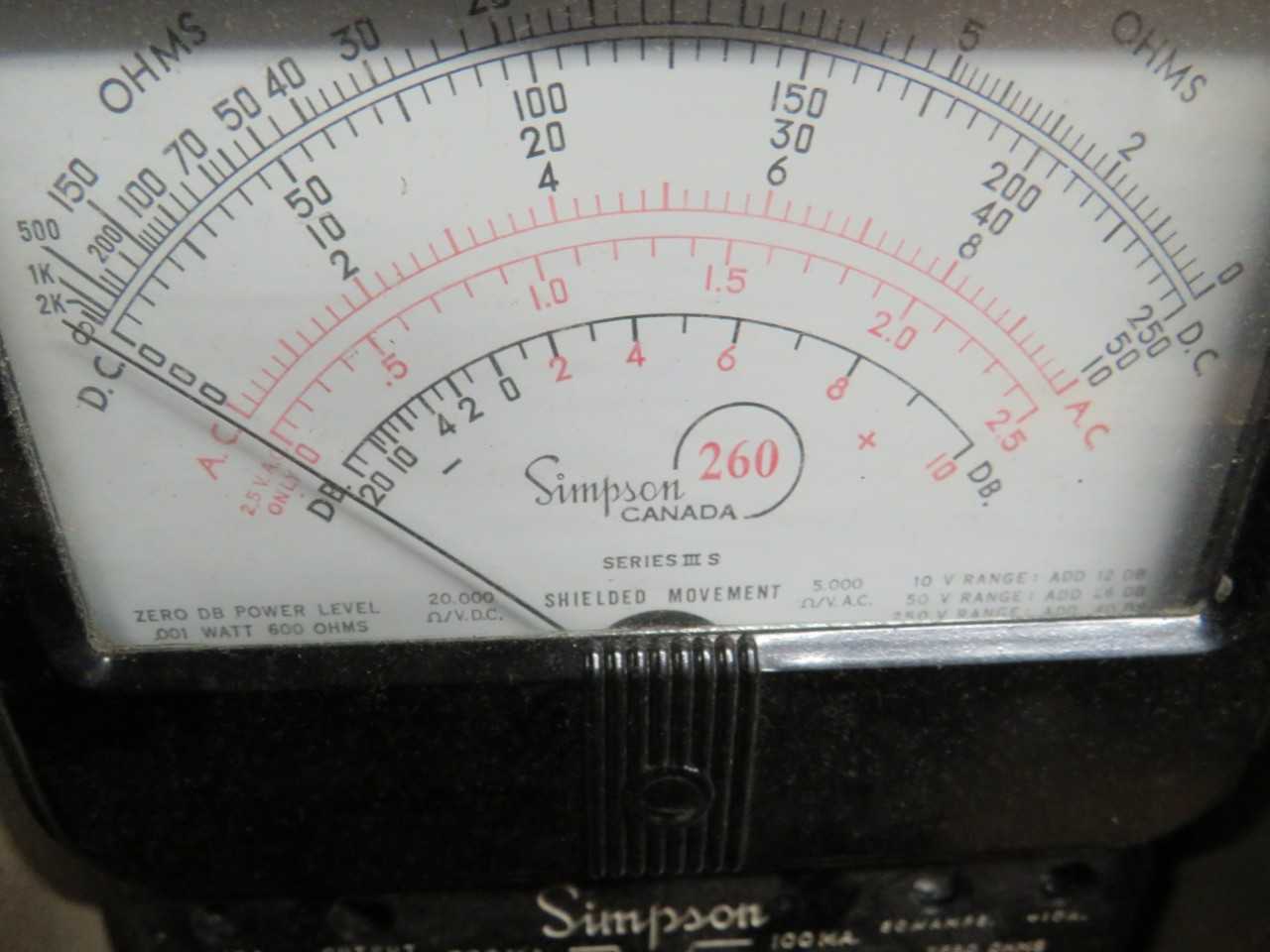 SIMPSON CANADA SERIES III 3 S METER - ELECTRICAL COMPONENTS