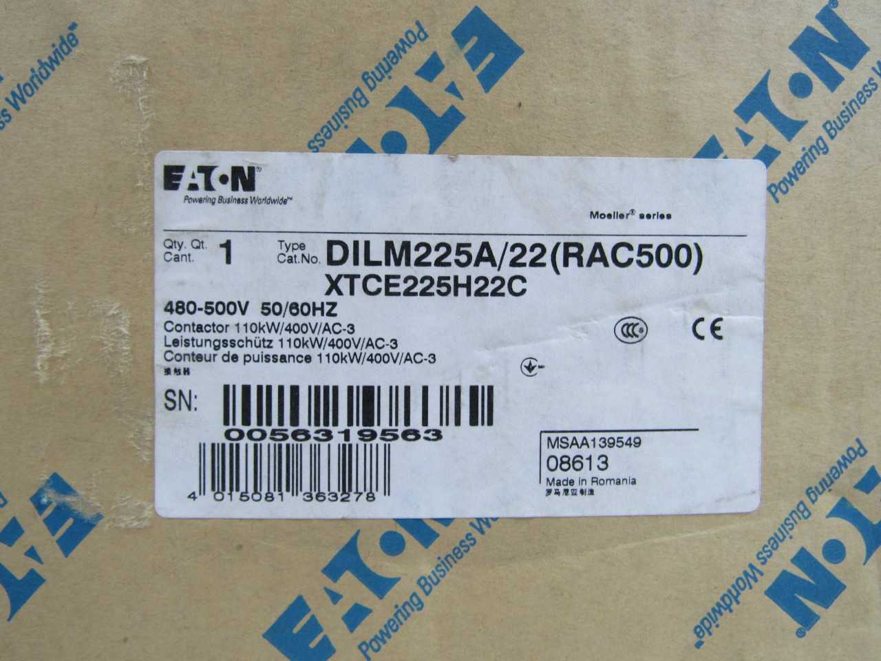 Quantity of 2x XTCE225H22C Contactors - CONTACTORS