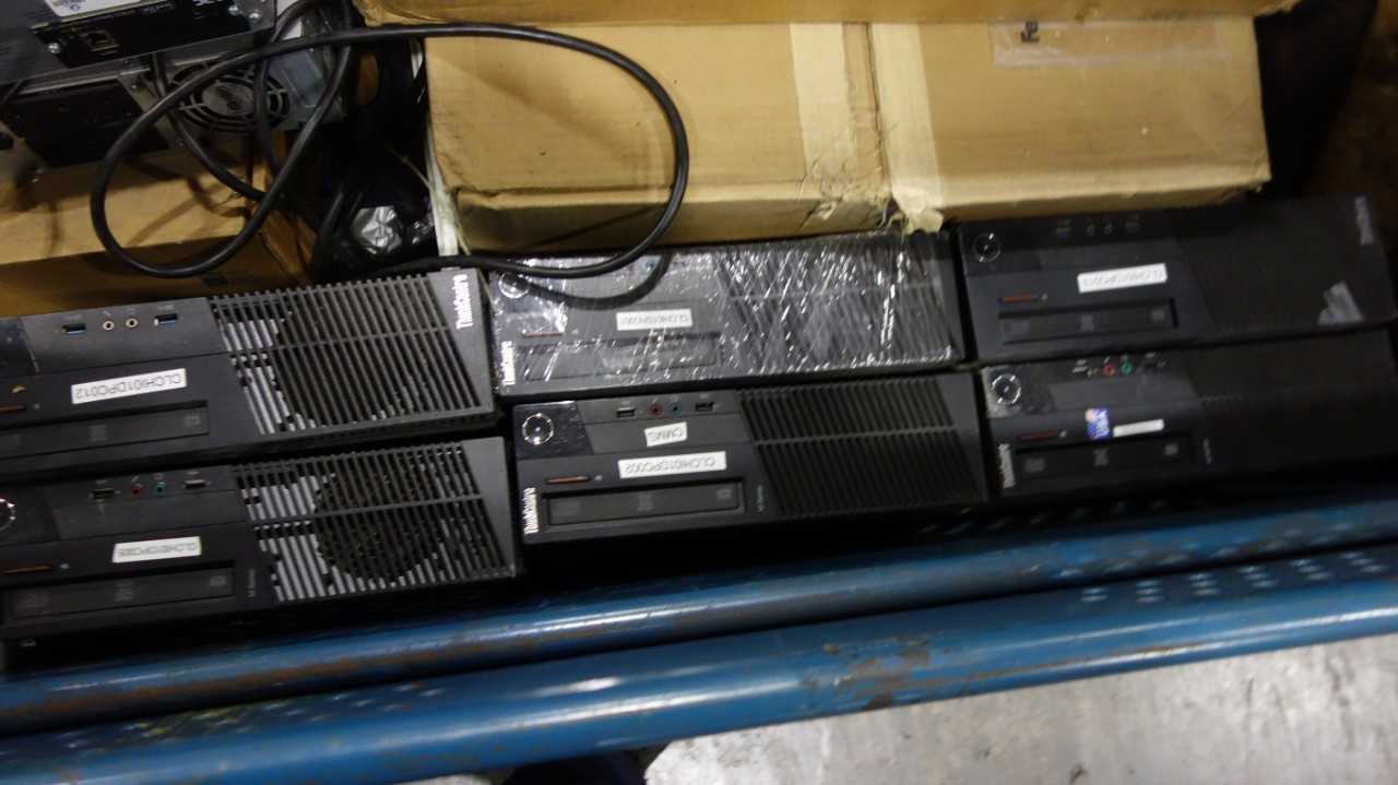 1 CRATE OF ASSORTED IT COMPUTER EQUIPMENT, LENOVO M92P THINKCENTRE COMPUTERS, CISCO 3925 ROUTERS, SCHNEIDER SMT1500RM2U UPS, MONITORS - MISCELLANEOUS