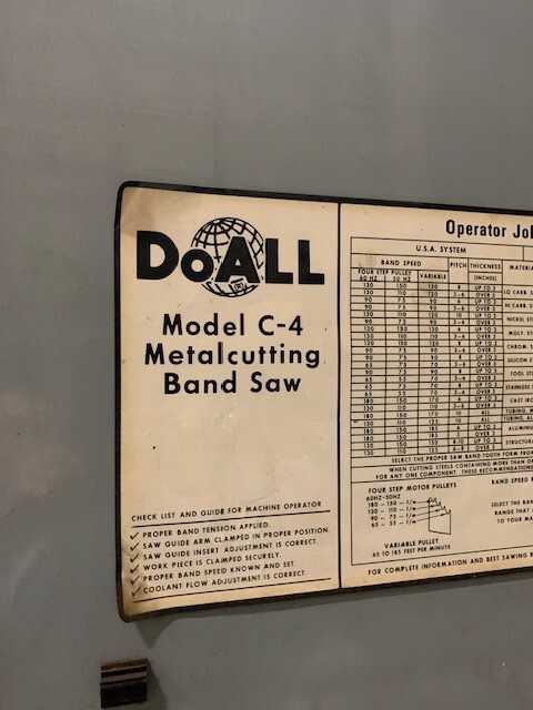 Doall C-4 V-26 Metal Cutting Band Saw - VERTICAL BAND SAWS