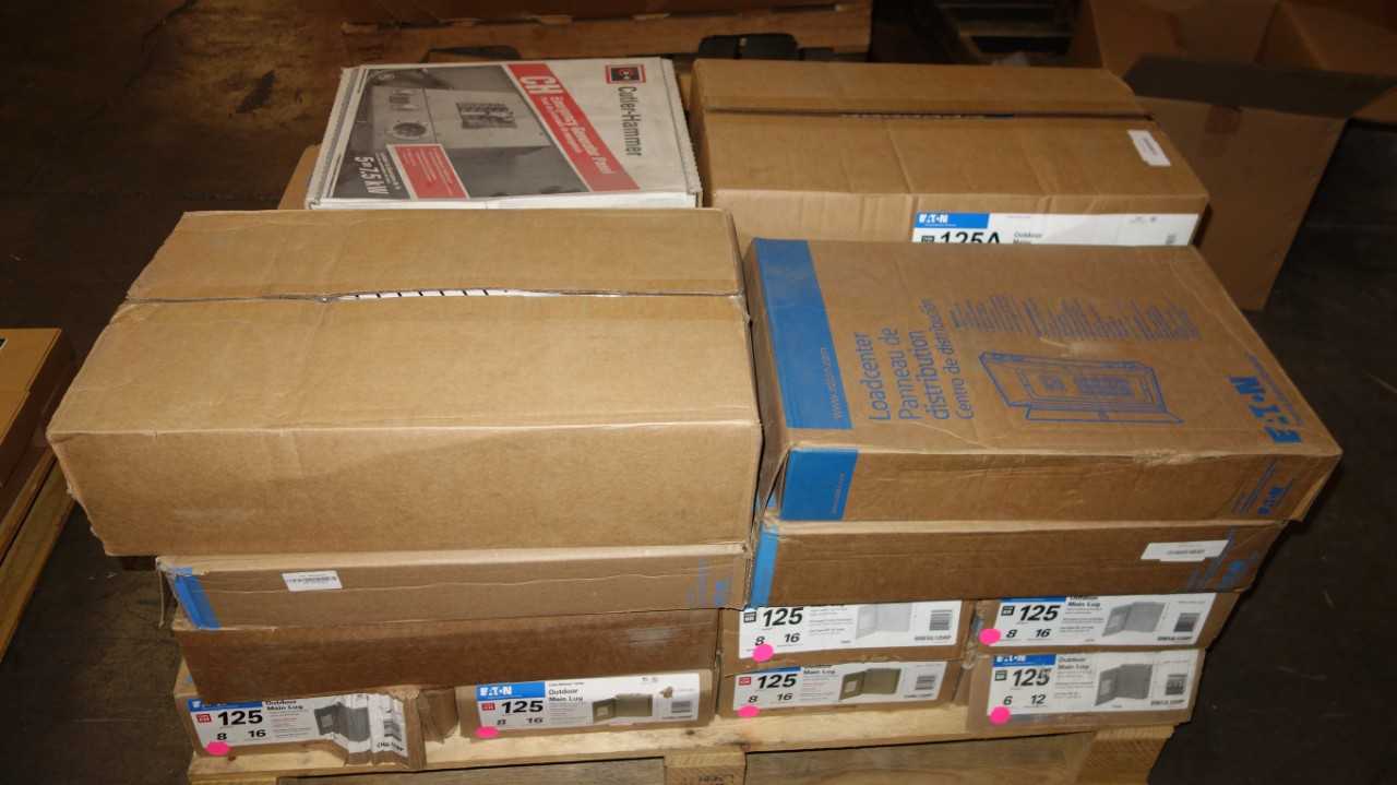 1 PALLET OF EATON CH, BR 125A METER BREAKER PANELS, MAIN LUGS - CIRCUIT BREAKERS