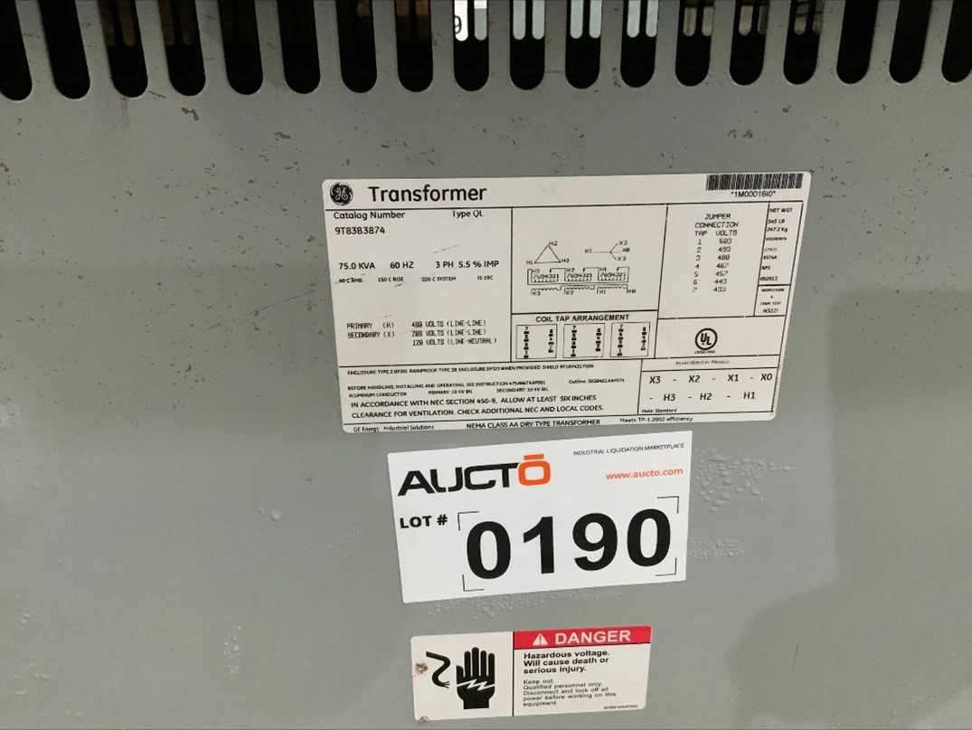 GE Pad Mounted Transformer - CONTROL TRANSFORMERS