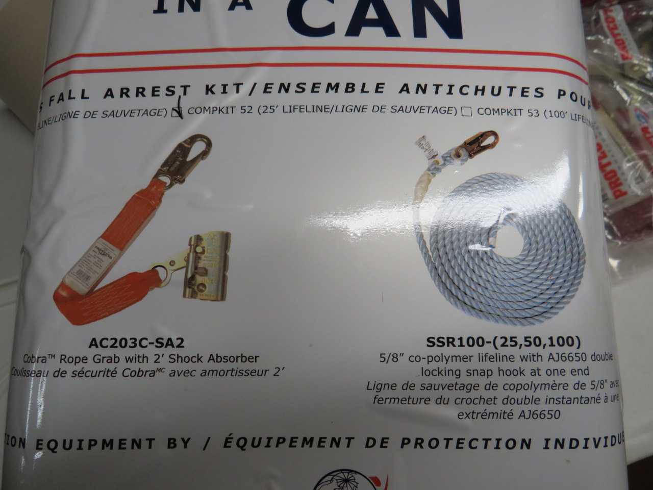 ROOFERS FALL ARREST KIT - AB101C FULL BODY HARNESS, AC203C-SA2 COBRA ROPE GRAB, SSR100 LIFELINE - SAFETY EQUIPMENT