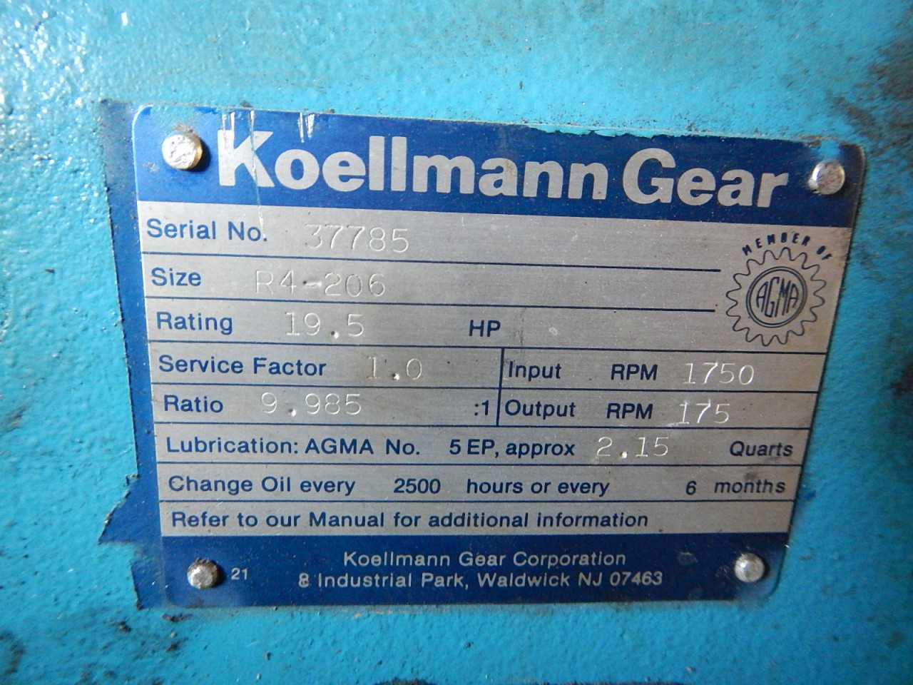 20 HP Koellmann Gear Reducer Model R4-206 - GEAR REDUCERS