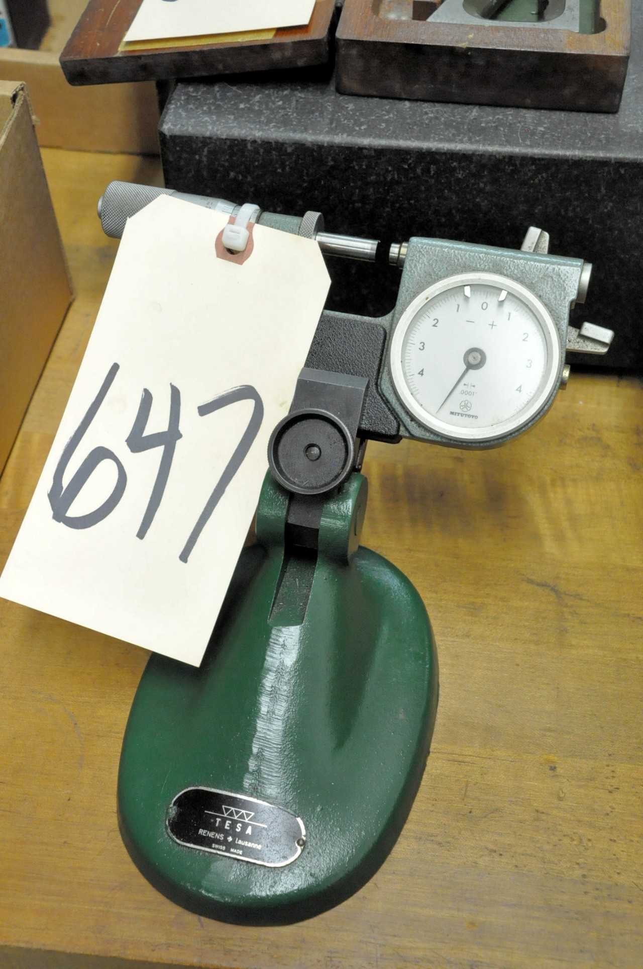 Tesa Gauge Stand with Mitutoyo Mounted Dial Outside Micrometer - ELECTRIC POWER TOOLS