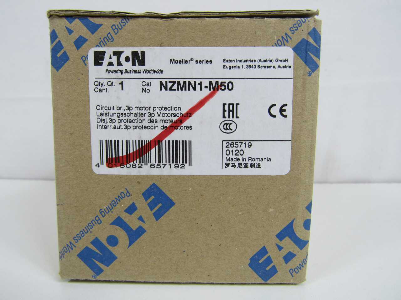 Quantity 1 of Eaton NZMN1-M50 MCCB NZMN 3P 50A 690VAC - ELECTRICAL COMPONENTS