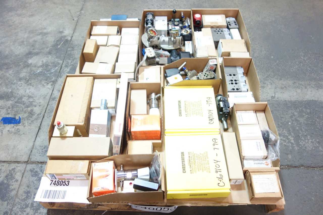 1 PALLET OF ASSORTED HYDRAULIC FILTERS, VALVES, ACCESSORIES & REPLACEMENT PARTS- REXROTH, CHESTERTON - VALVES