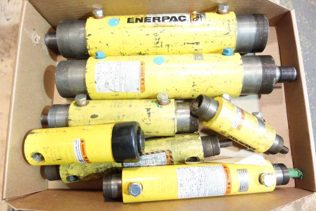 LOT OF 7 ASSORTED ENERPAC HYDRAULIC CYLINDERS - ELECTRIC POWER TOOLS