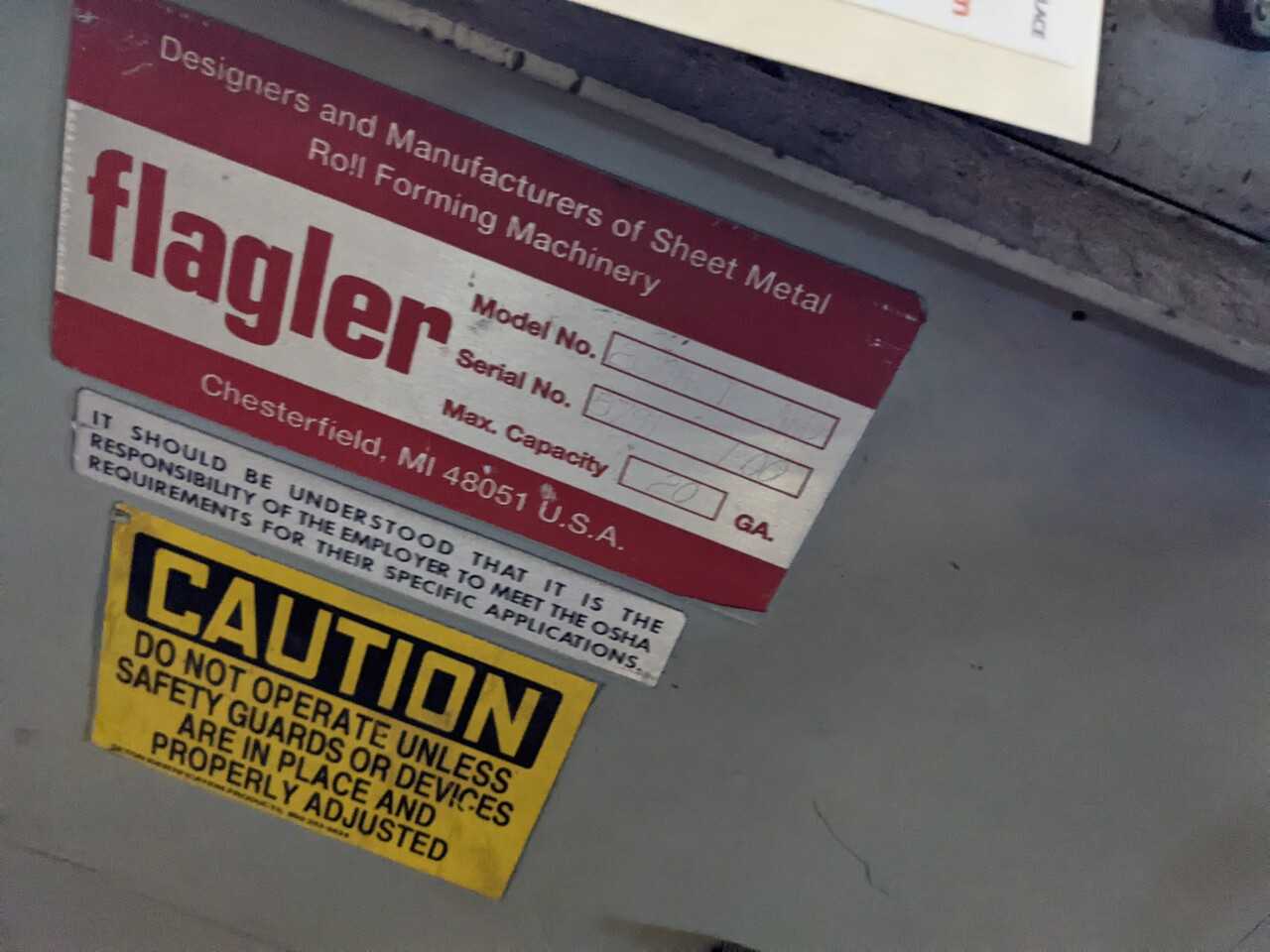 FLAGLER 20GA STD 20 GA. LOCKFORMER - MACHINING ACCESSORIES & TOOLING