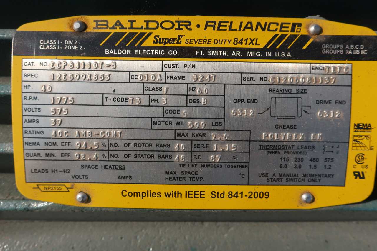 BALDOR ECP84110T-5 MOTOR 324T 40HP 1775RPM 575V 3PH - ELECTRIC MOTORS