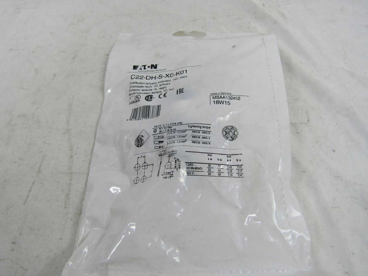 Quantity of 42x C22-DH-S-X0-K01 Pushbuttons - VALVES Quantity of 42x C22-DH-S-X0-K01 Pushbuttons - VALVES
