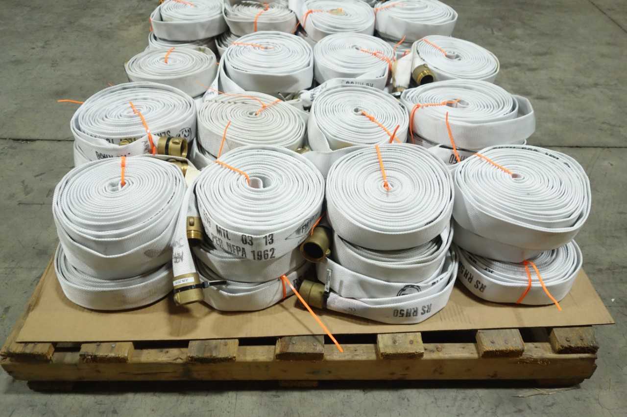 LOT OF 72 POLYFLEX FIRE HOSE 1-HALF IN 50FT 100FT LENGTHS - SAFETY EQUIPMENT