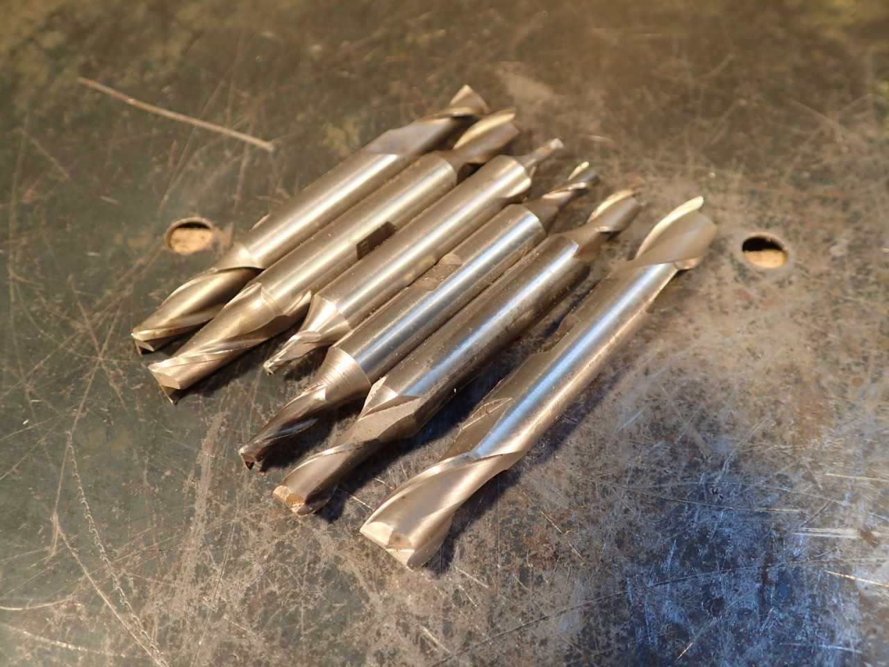 6 Piece Lot 3/8" Shank 2-Flute Double End Mills 1/8" 3/16" 1/4" 9/32" 5/16" 3/8" - MACHINE TOOLING