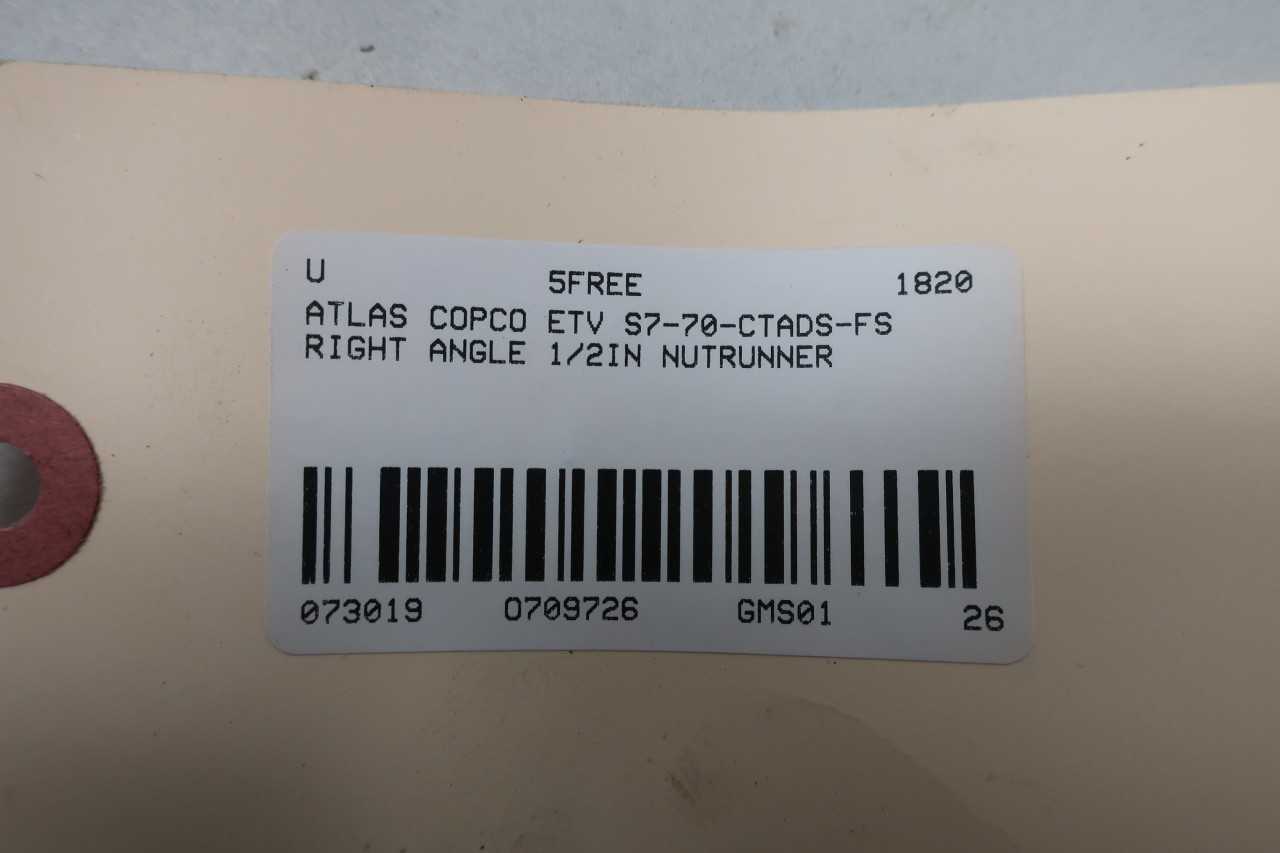 ATLAS COPCO ETV S7-70-CTADS-FS RIGHT ANGLE DRIVE 1/2IN NUTRUNNER - ELECTRIC POWER TOOLS