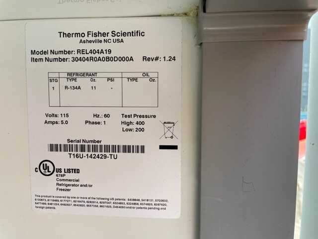 Thermo Fisher Scientific REL404A19 Revco Refrigerator - LAB & SCIENTIFIC