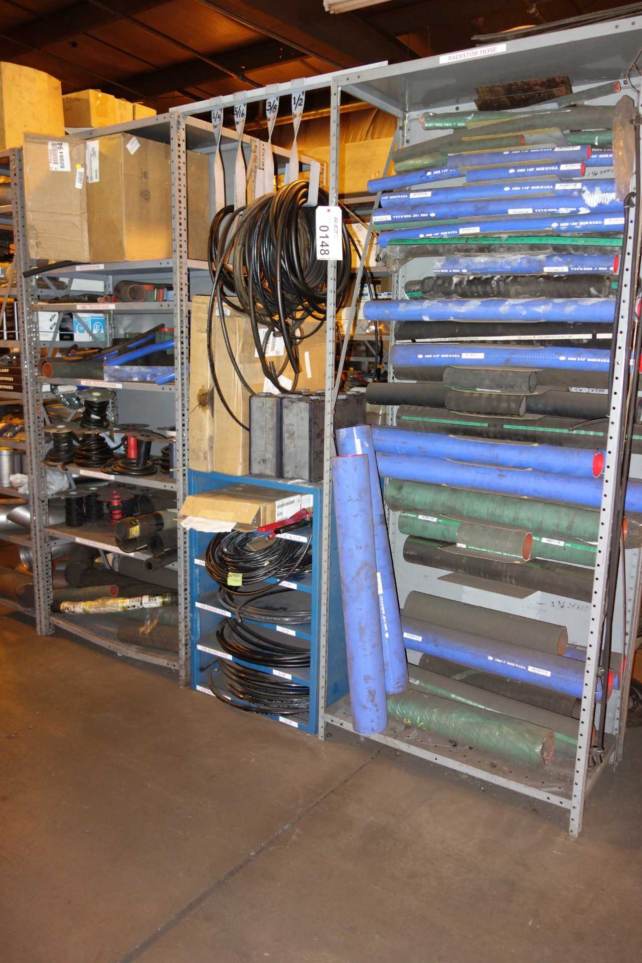 CONTENTS OF 3 SHELVING, PNEUMATIC HOSES - SHELVING