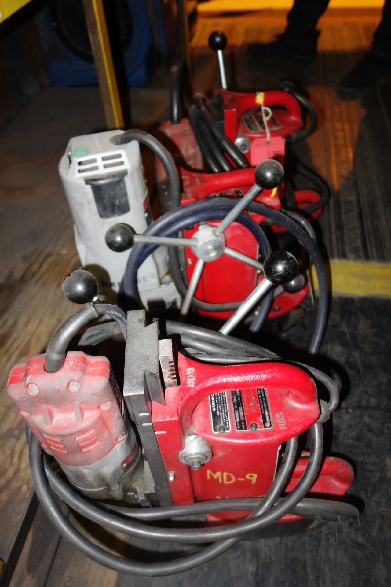Lot of 3 Milwaukee 2401 120V-AC Magnetic Drill Press - UPRIGHT DRILL PRESSES