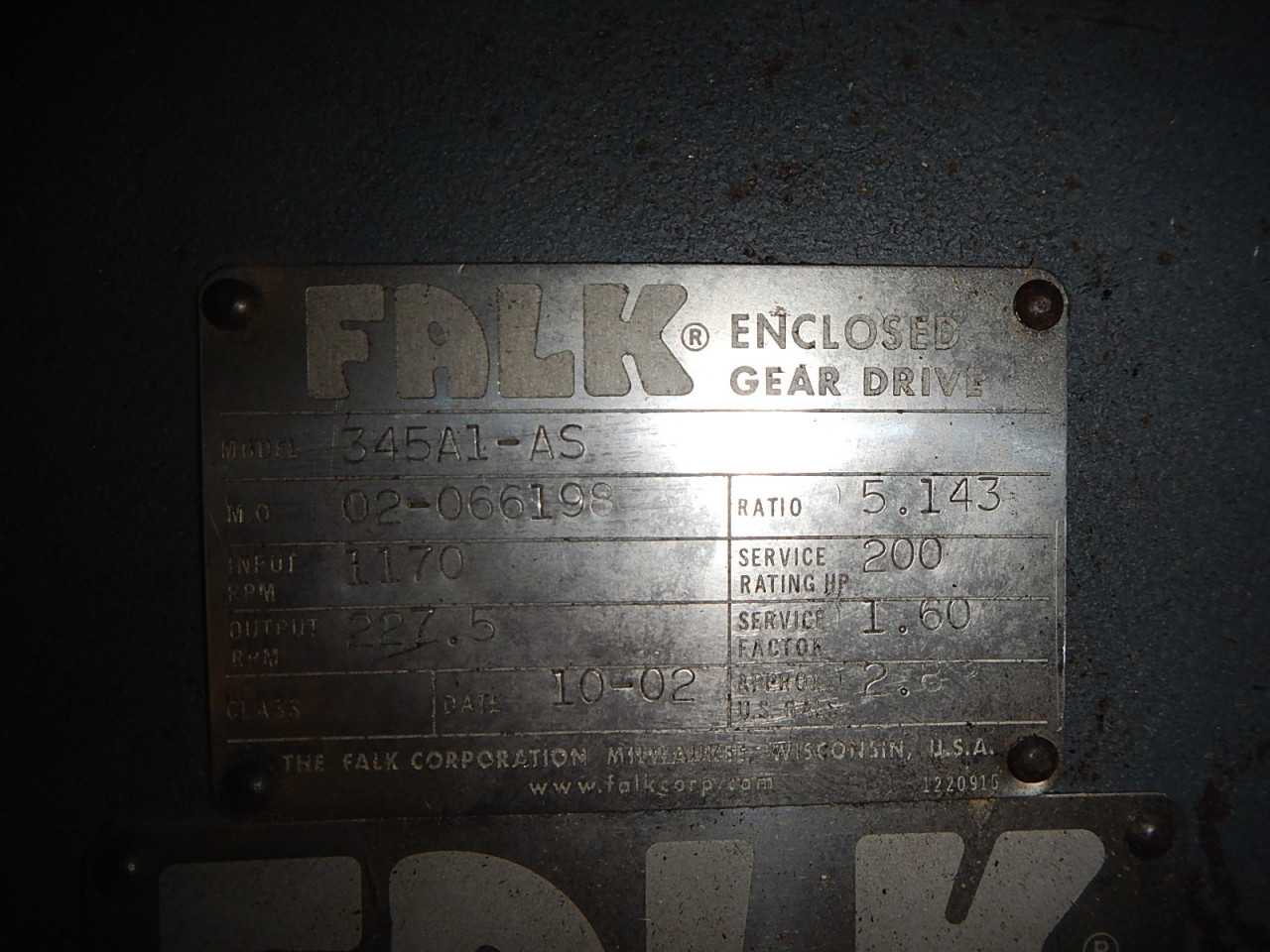 200 HP Falk Gear Reducer Model 345A1-AS - GEAR REDUCERS