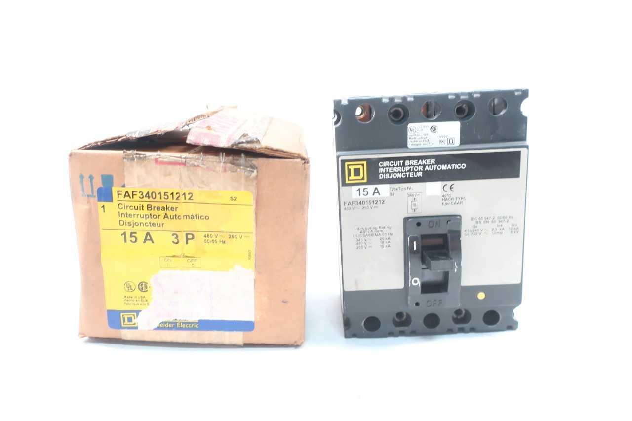 SQUARE D FAF340151212 3P 15A AMP 480V-AC MOLDED CASE CIRCUIT BREAKER - CIRCUIT BREAKERS