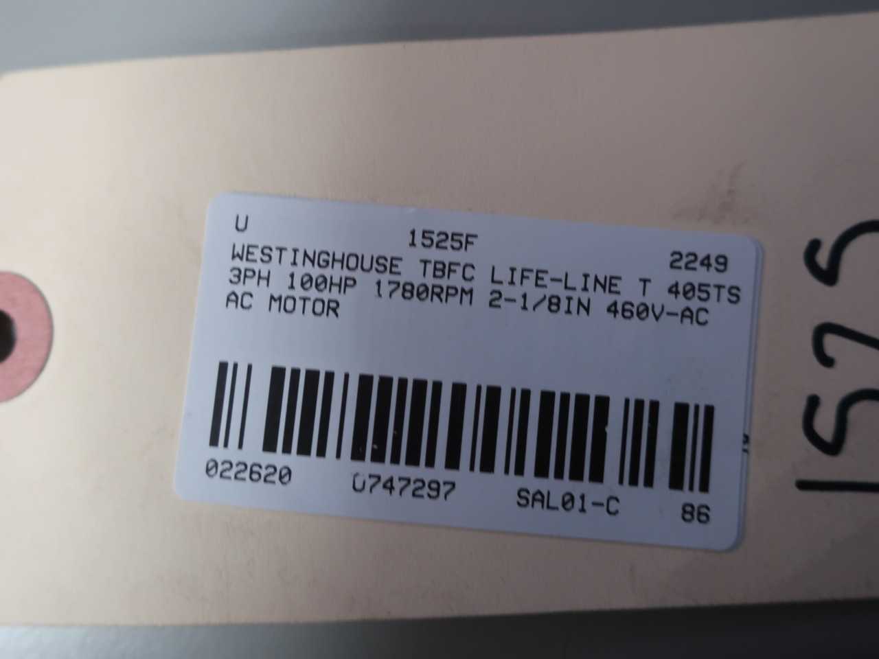 WESTINGHOUSE TBEP 72B39459 LIFE-LINE T 364T 3PH 50HP 1780RPM 230/460V-AC MOTOR - ELECTRIC MOTORS