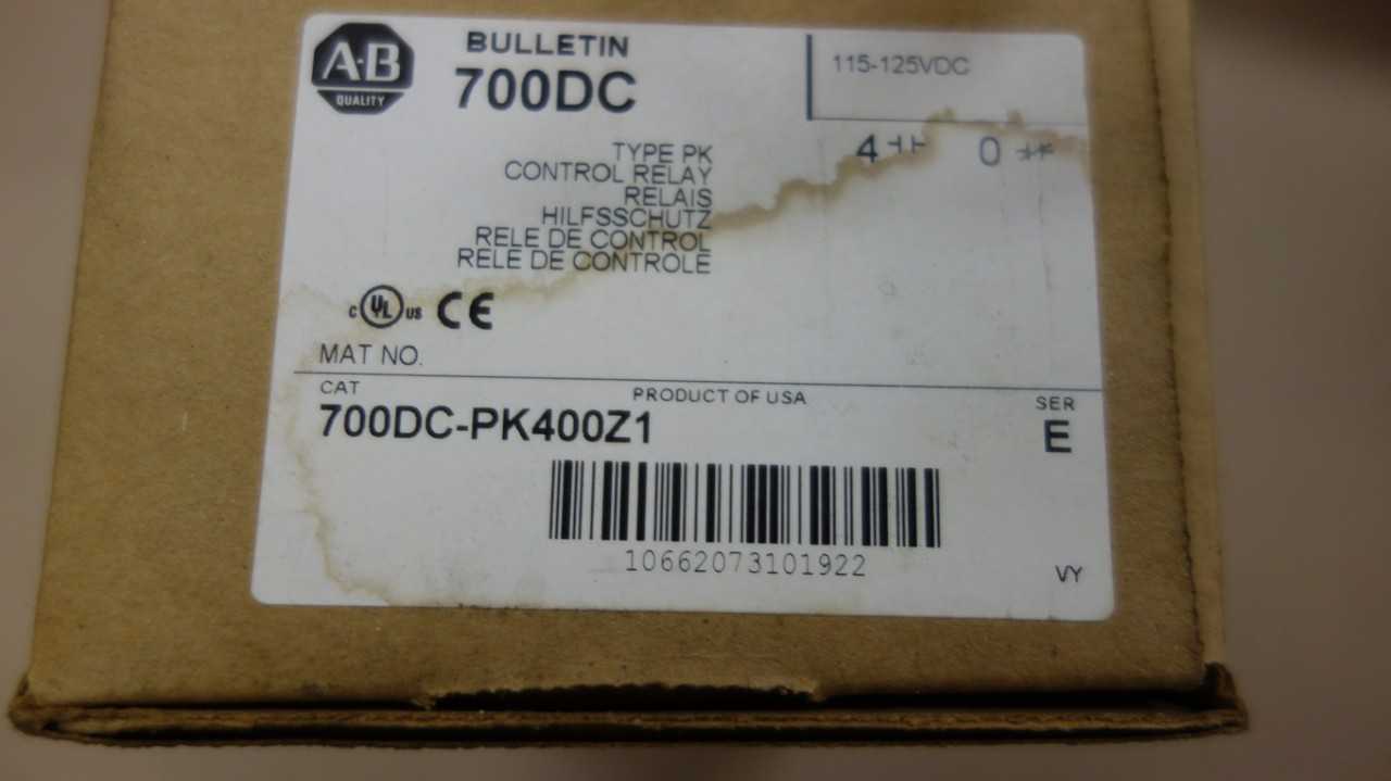 ALLEN BRADLEY 700DC-PK400Z1 CONTROL RELAY - AUTOMATION & CONTROLS
