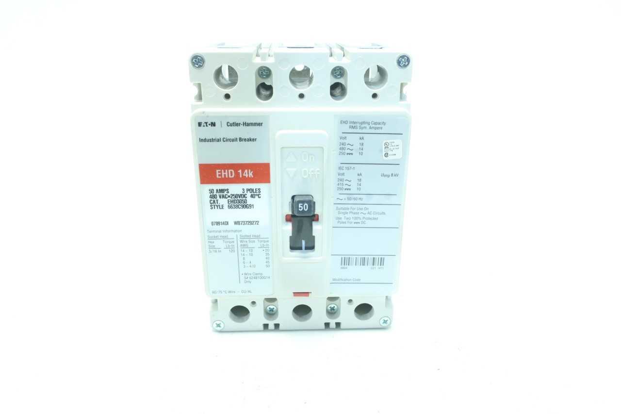 CUTLER HAMMER EHD3050 3P 50A AMP 480V-AC MOLDED CASE CIRCUIT BREAKER - CIRCUIT BREAKERS